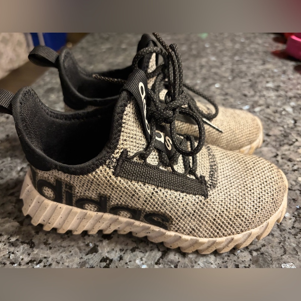 Adidas Kids Black and Cream Sneakers